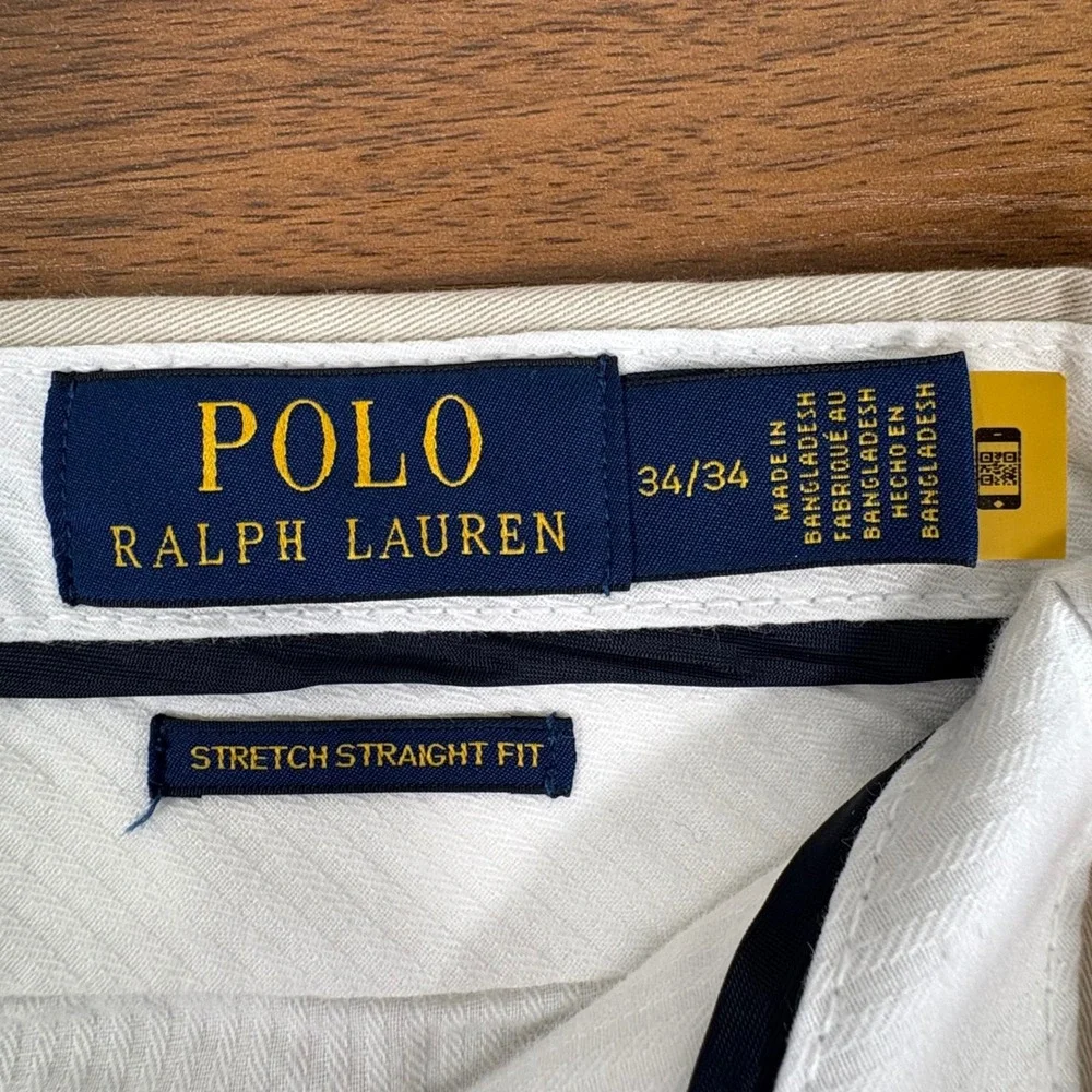 Polo Ralph Lauren Mens Stretch Straight Fit Chino Pants Khaki Tan 34x32.5‎